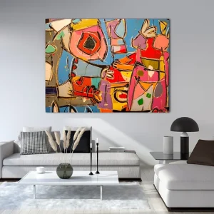 Slika za zid "Abstract Art with Yellow, Blue and White Hues"