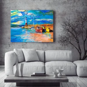 Slika za zid "Lighthouse and boats"