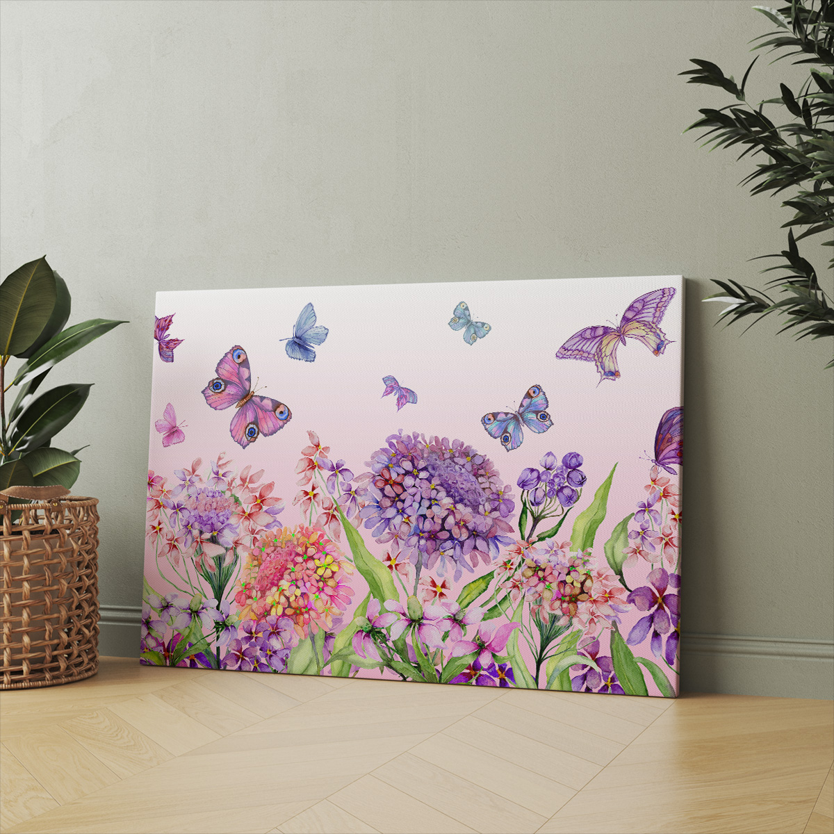 Slika za zid "Beautiful vivid iberis flowers and colorful butterflies" - Slika 2