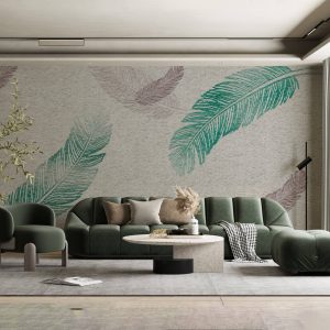Tapeta za zid "Brown and teal feathers"
