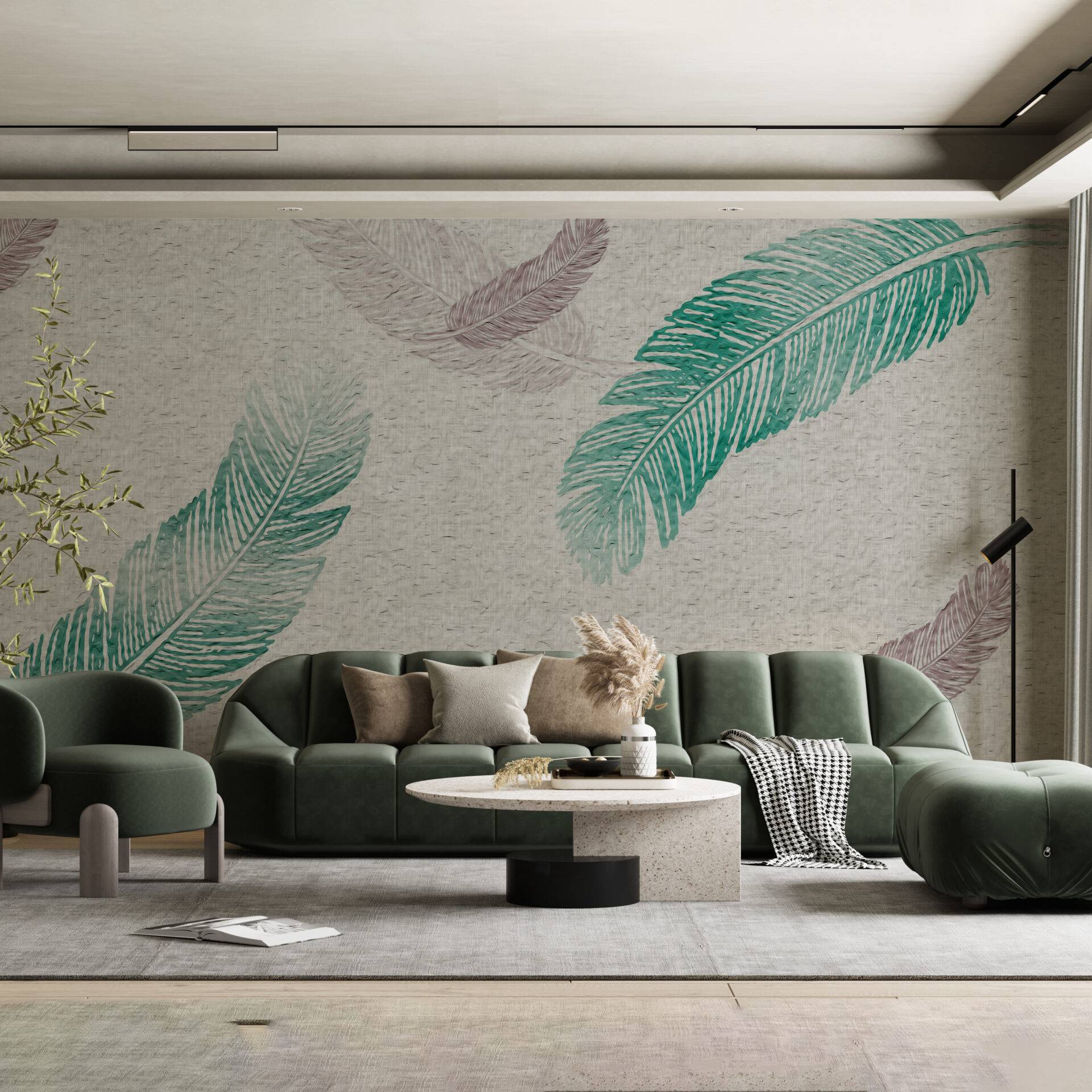 Tapeta za zid "Brown and teal feathers"